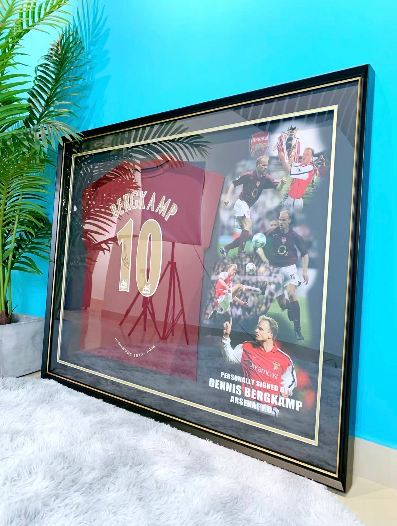 Dennis Bergkamp Arsenal Football Club Autographed Custom Framed Jersey