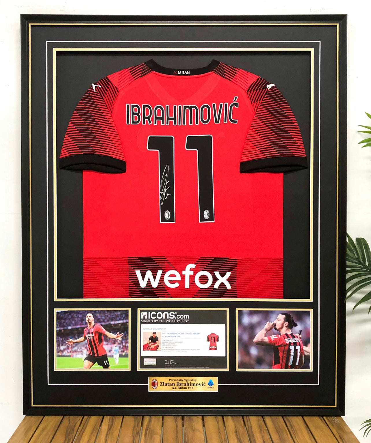 Ibrahimovic AC Milan Autographed Custom Framed Jersey