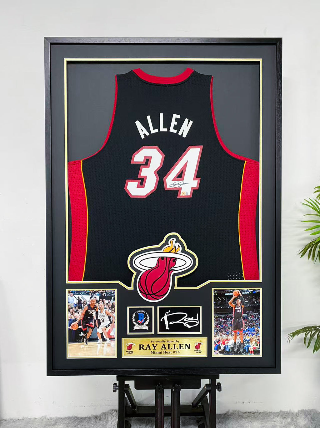Ray Allen Miami Heat 34 Signed Jersey Display Frame