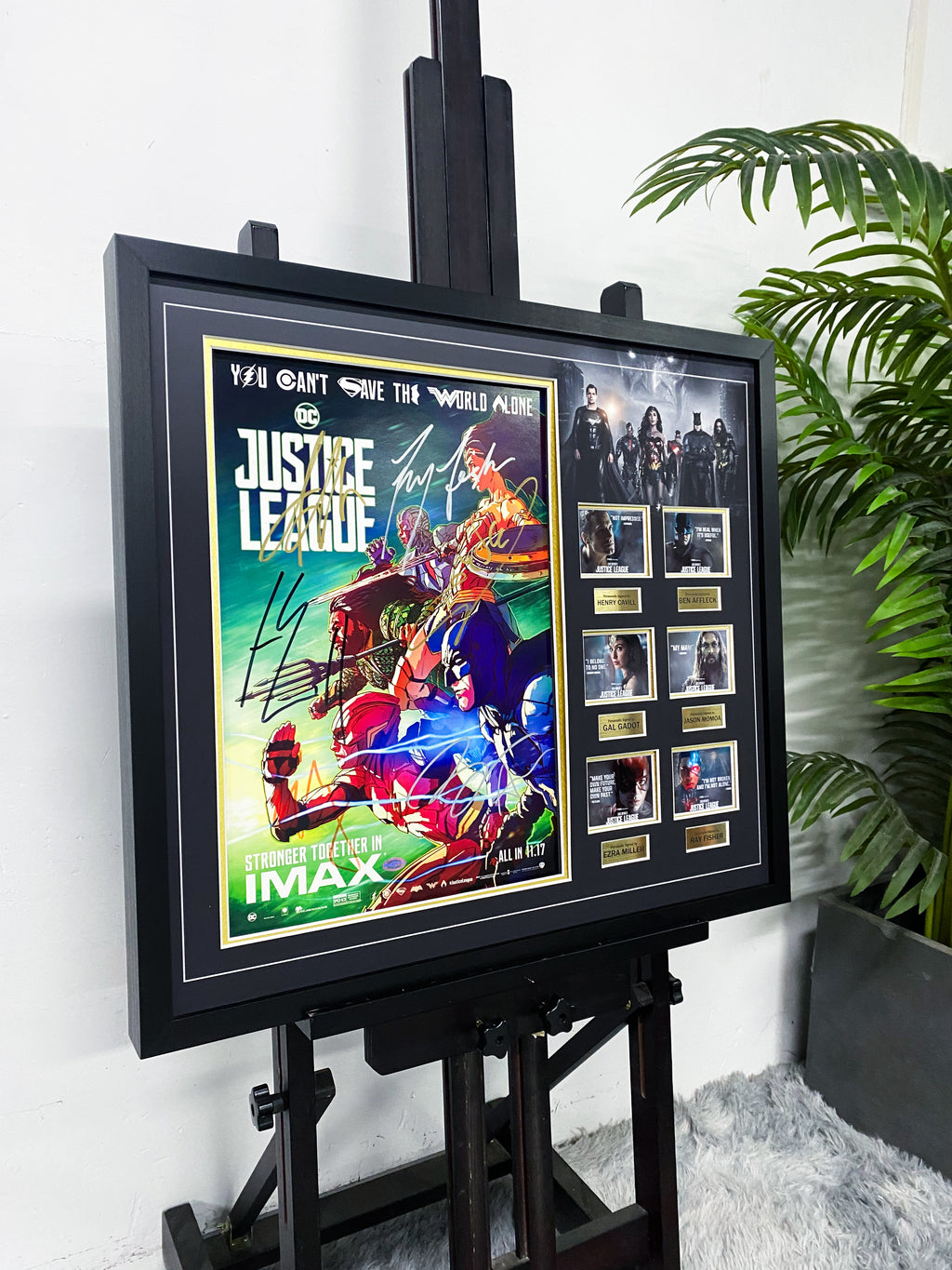 Justice League Multi Cast Signed Movie Poster Framed