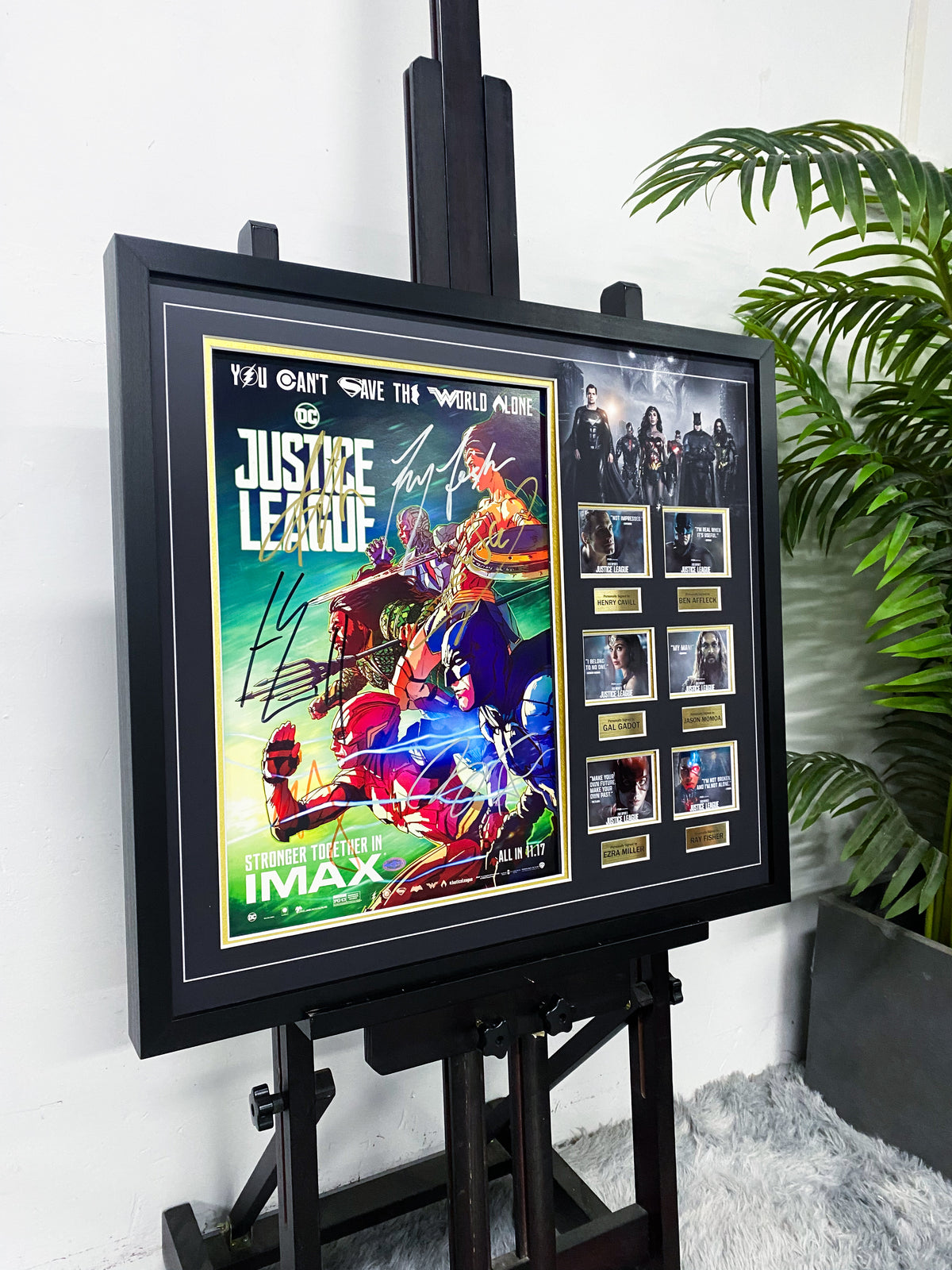 Justice League Multi Cast Signed Movie Poster Framed