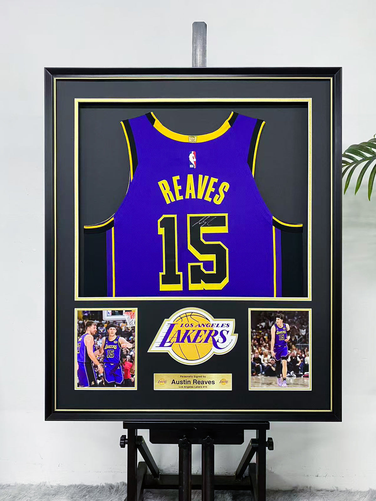 Austin Reaves Los Angeles Lakers 15 Signed Away Jersey Display Frame