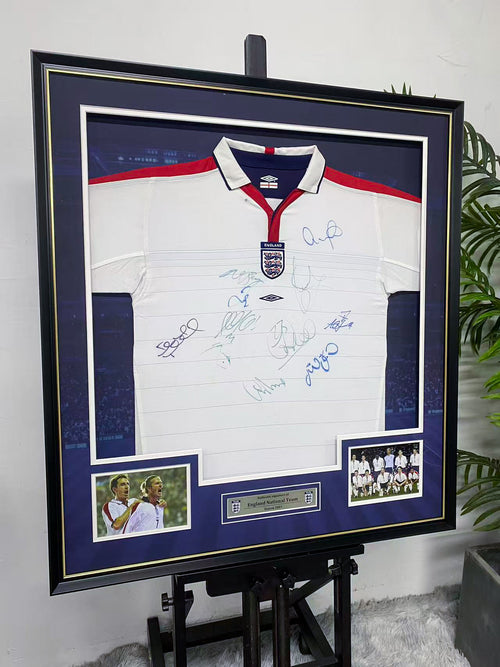 England National Team Multi‑Signed Jersey Framing