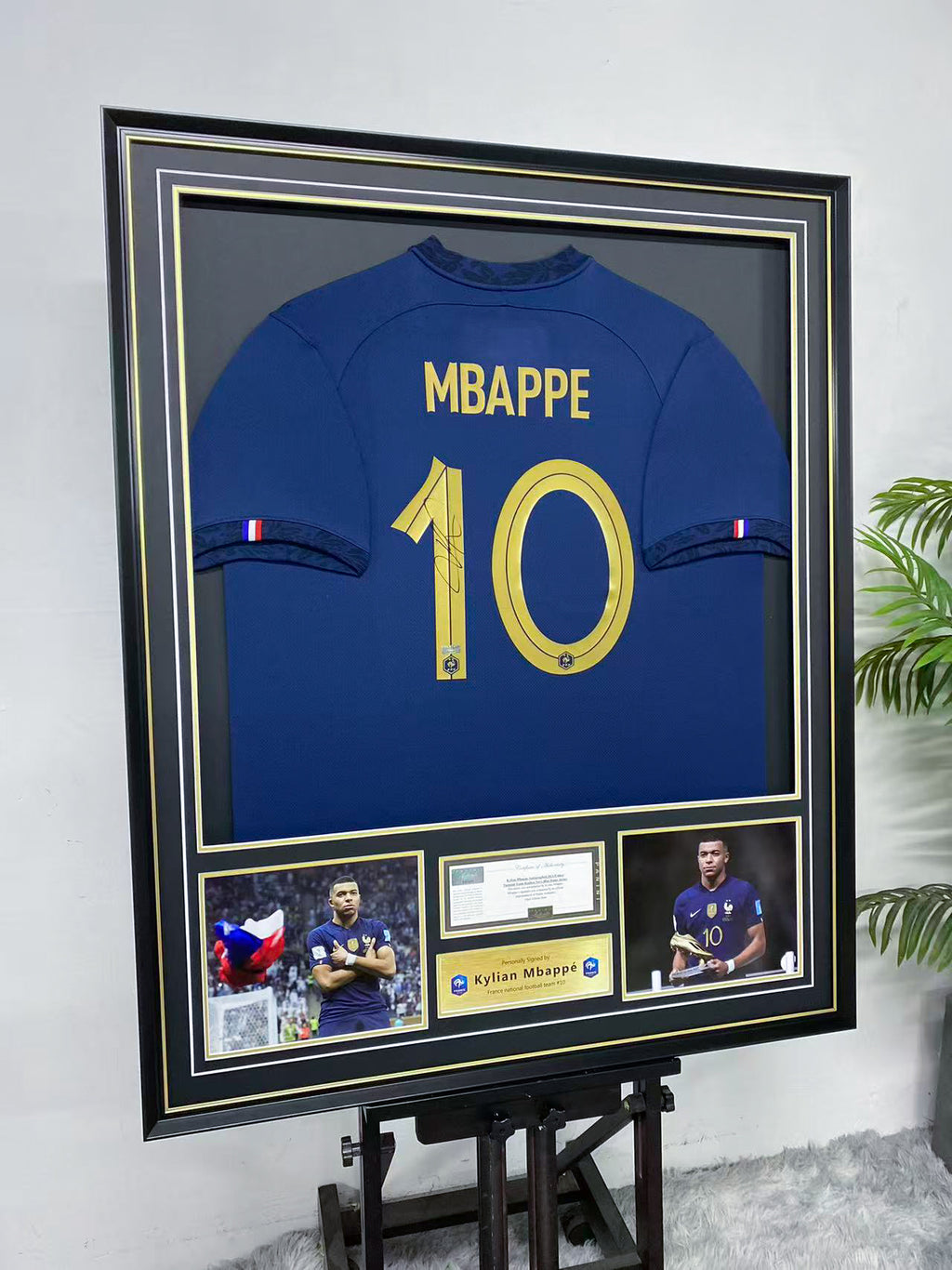 Kylian Mbappe France 10 Signed Home Jersey Display Frame