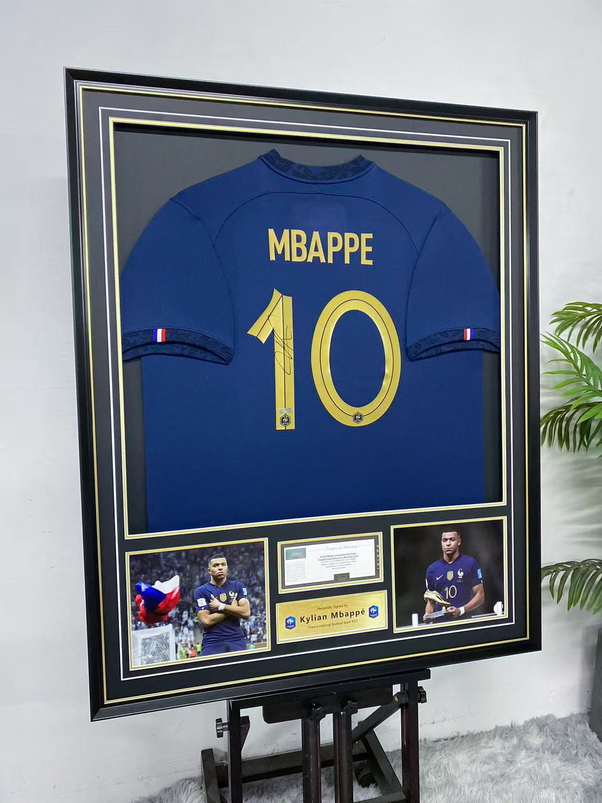Kylian Mbappe France 10 Signed Home Jersey Display Frame