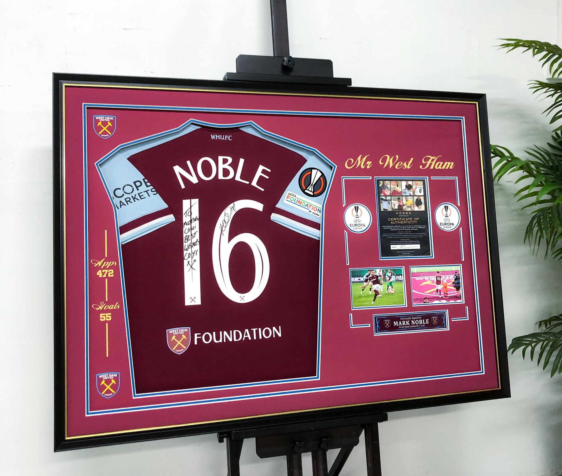 Mark Noble West Ham Autographed Jersey Framed