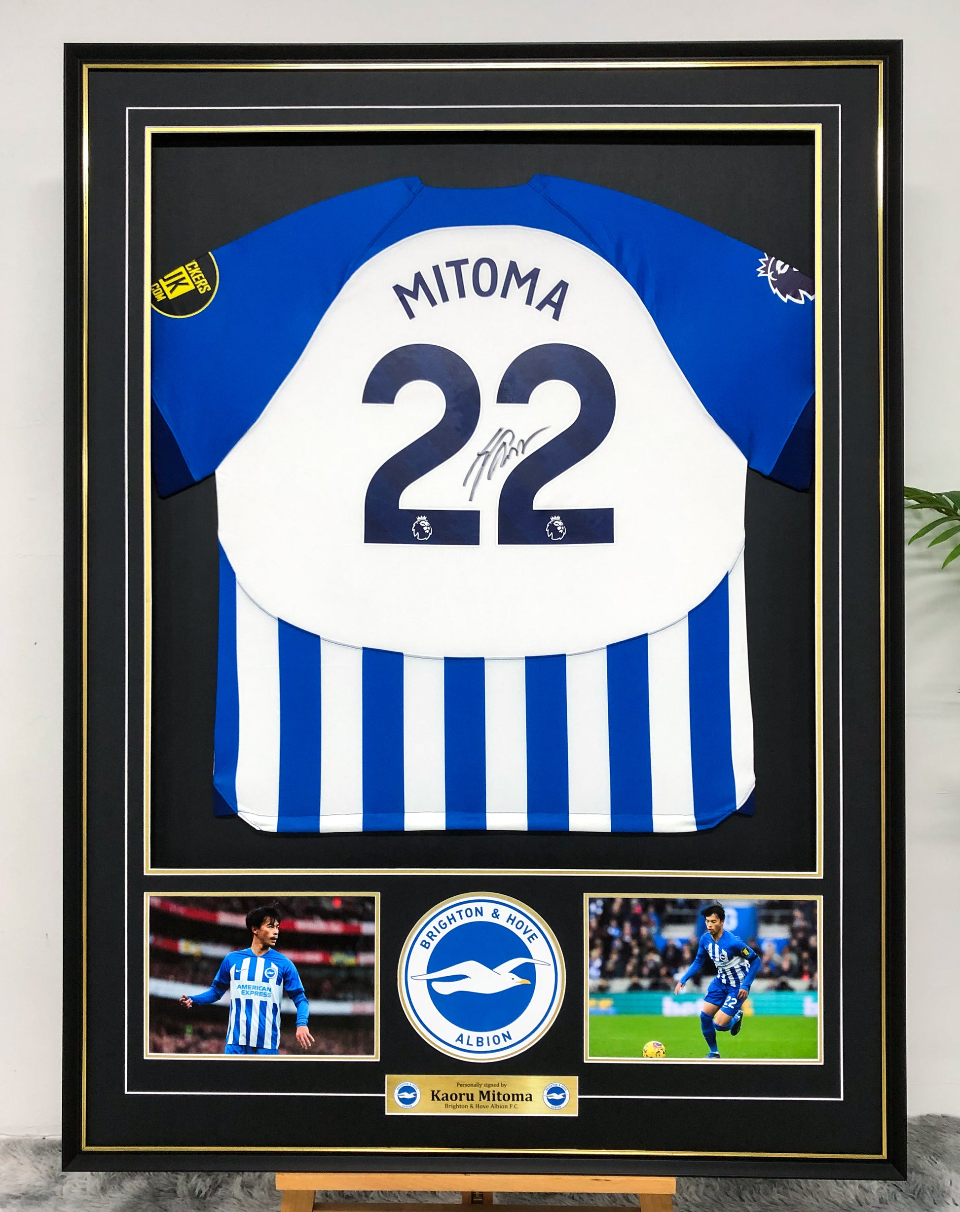 Mitoma Brighton Autographed Custom Framed Jersey