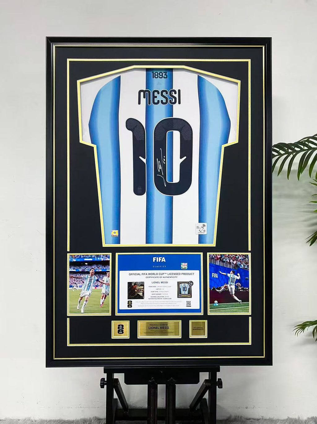 Lionel Messi Argentina 10 Signed Jersey Display Frame