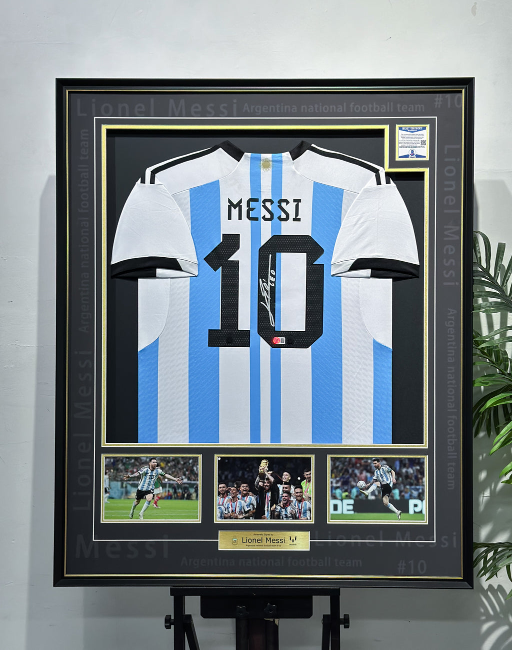 Lionel Messi Argentina World Cup Autographed Jersey Framing