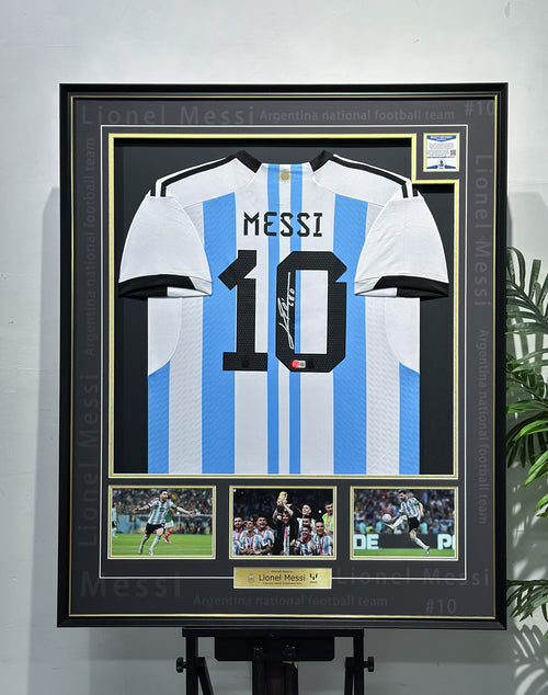 Lionel Messi Argentina World Cup Autographed Jersey Framing