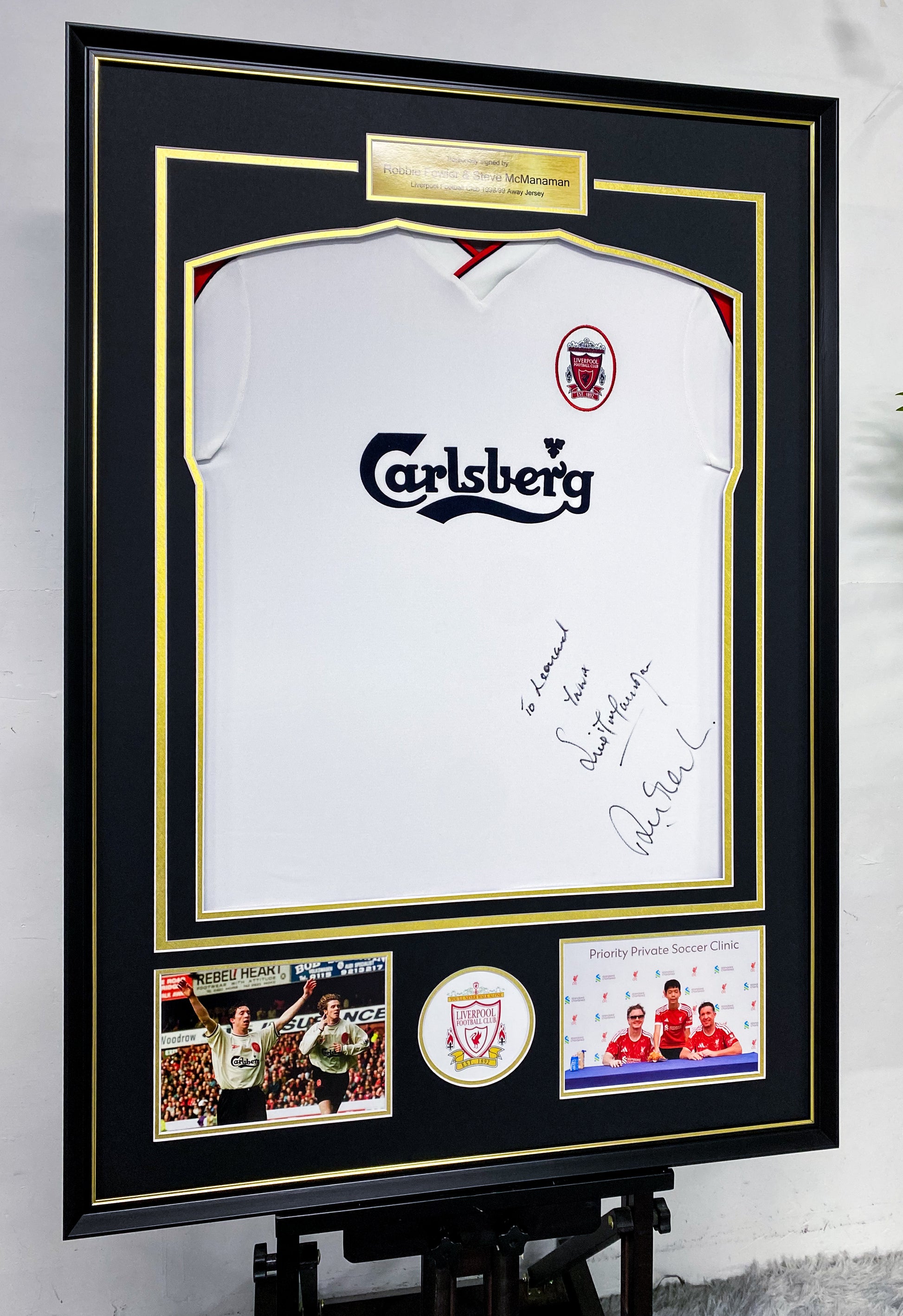 Robbie Fowler & Steve McManaman Liverpool 98/99 Away Dual-Signed Jersey Framing