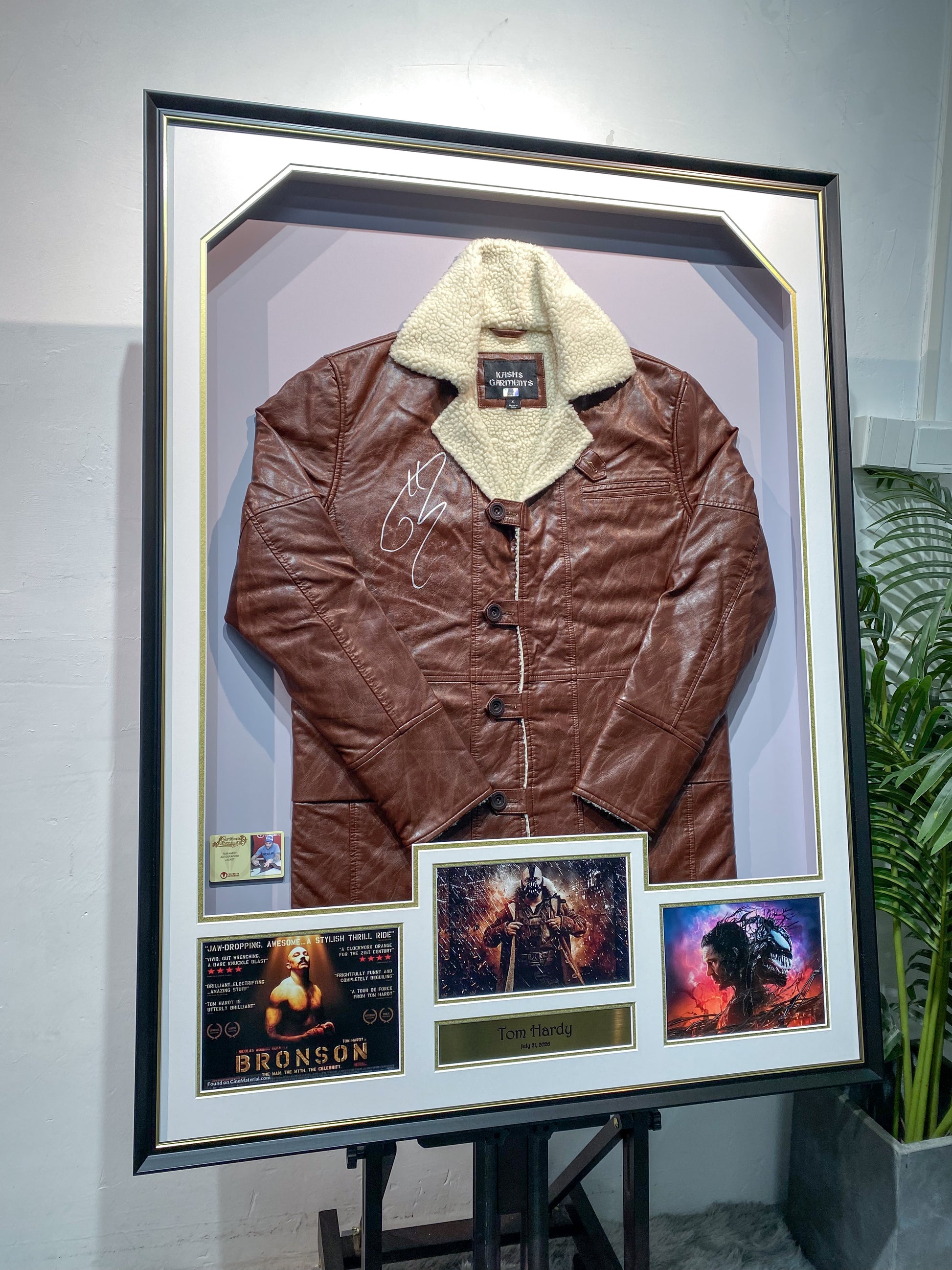 Tom Hardy Autographed Leather Jacket Framing Sentimental Item