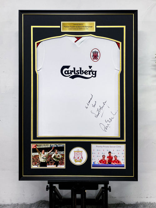 Robbie Fowler & Steve McManaman Liverpool 98/99 Away Dual-Signed Jersey Framing