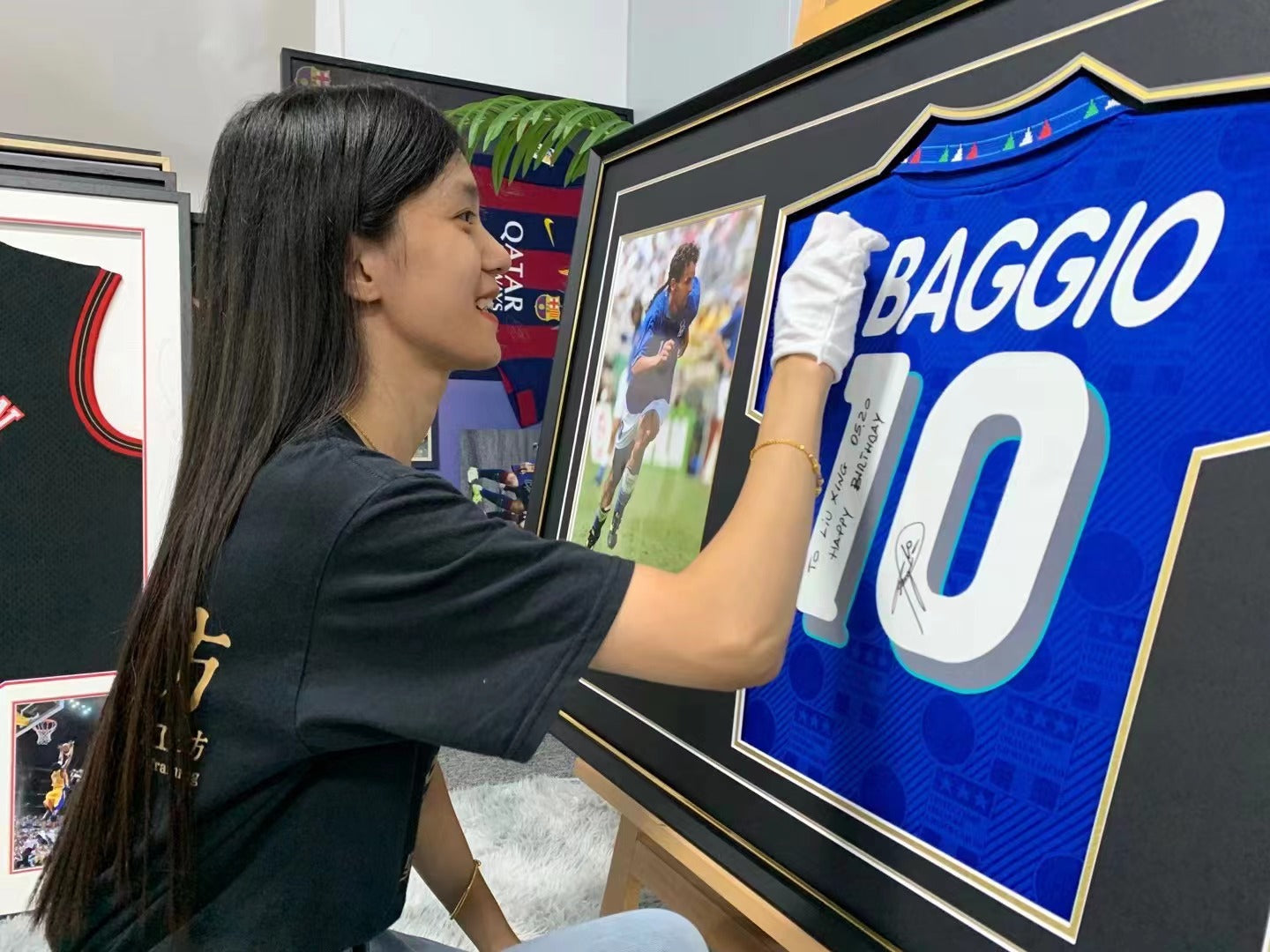 Roberto Baggio Italy Signed Jersey Framing
