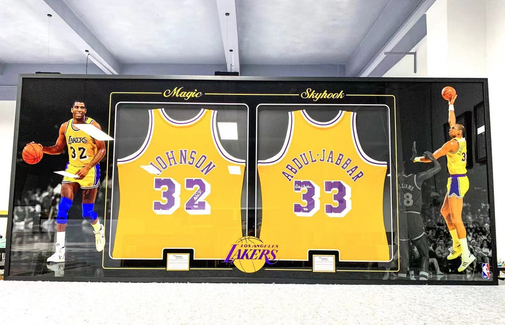 Kareem Abdul-Jabbar & Wilt Chamberlain Signed Custom Framed Jersey