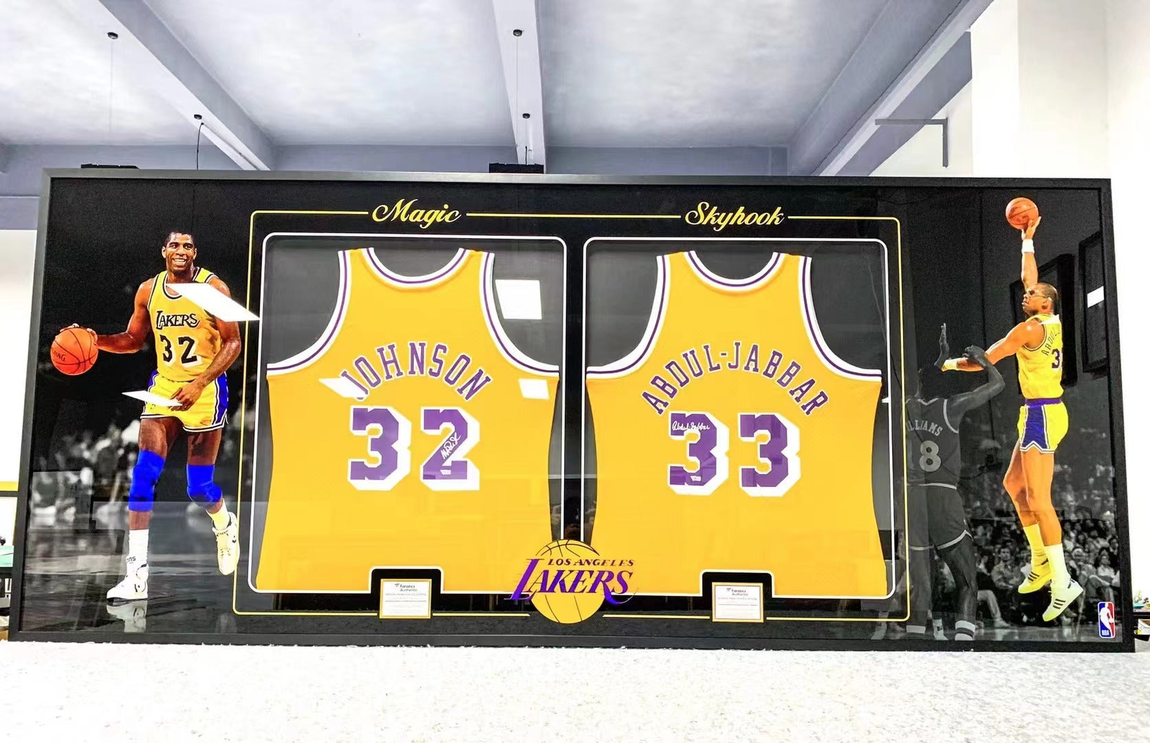 Kareem Abdul-Jabbar & Wilt Chamberlain Signed Custom Framed Jersey