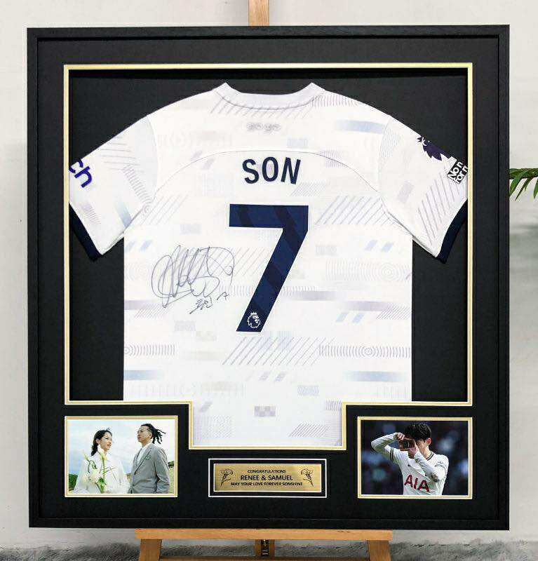 Son Heung-Min Tottenham Hotspur Autographed Jersey Framed