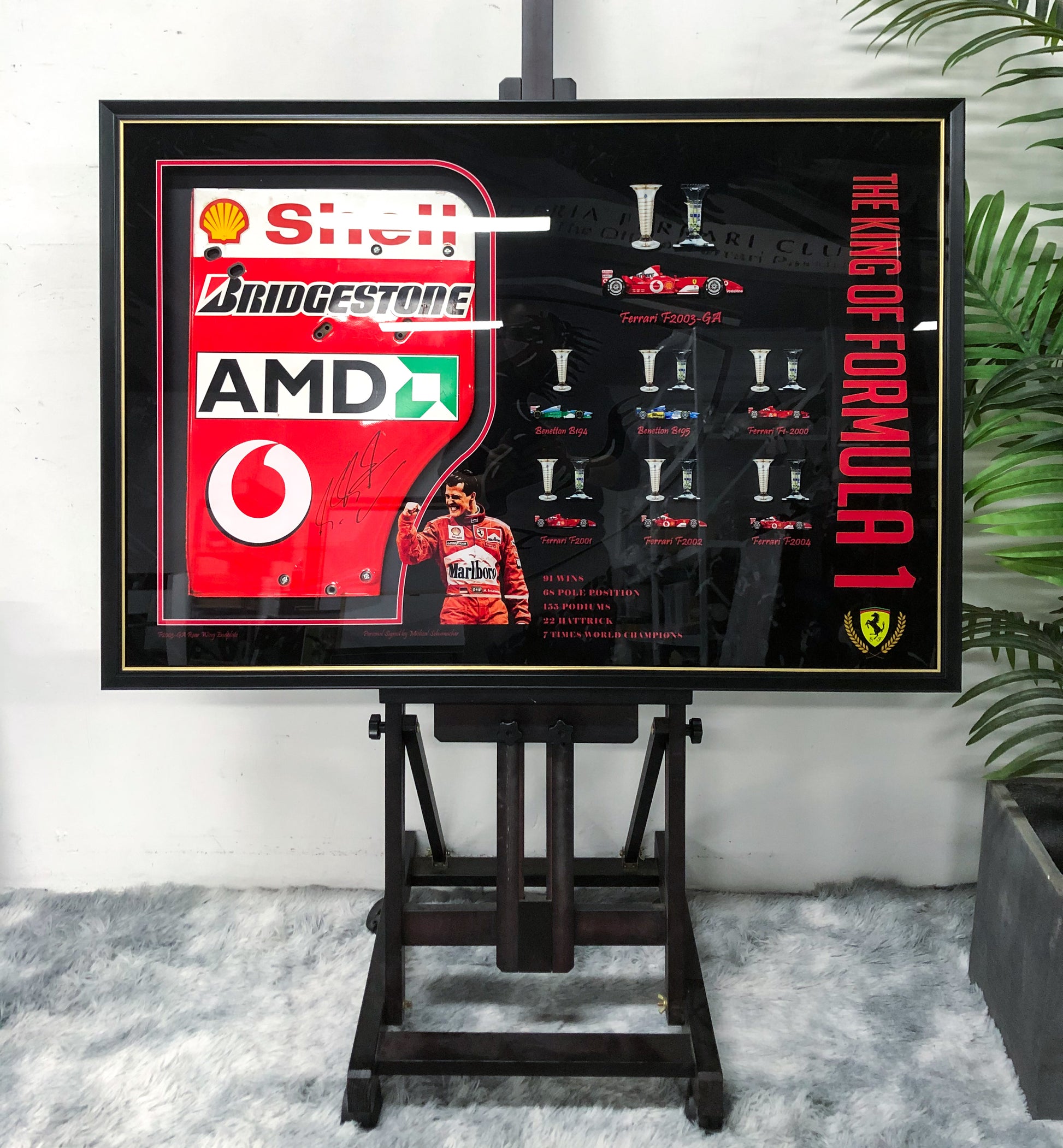 Michael Schumacher F1 Ferrari Autographed Custom Framed Car Parts