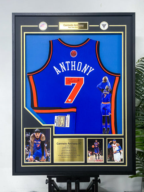 Carmelo Anthony New York Knicks Jersey Framing | Bespoke Autograph Memorabilia Display