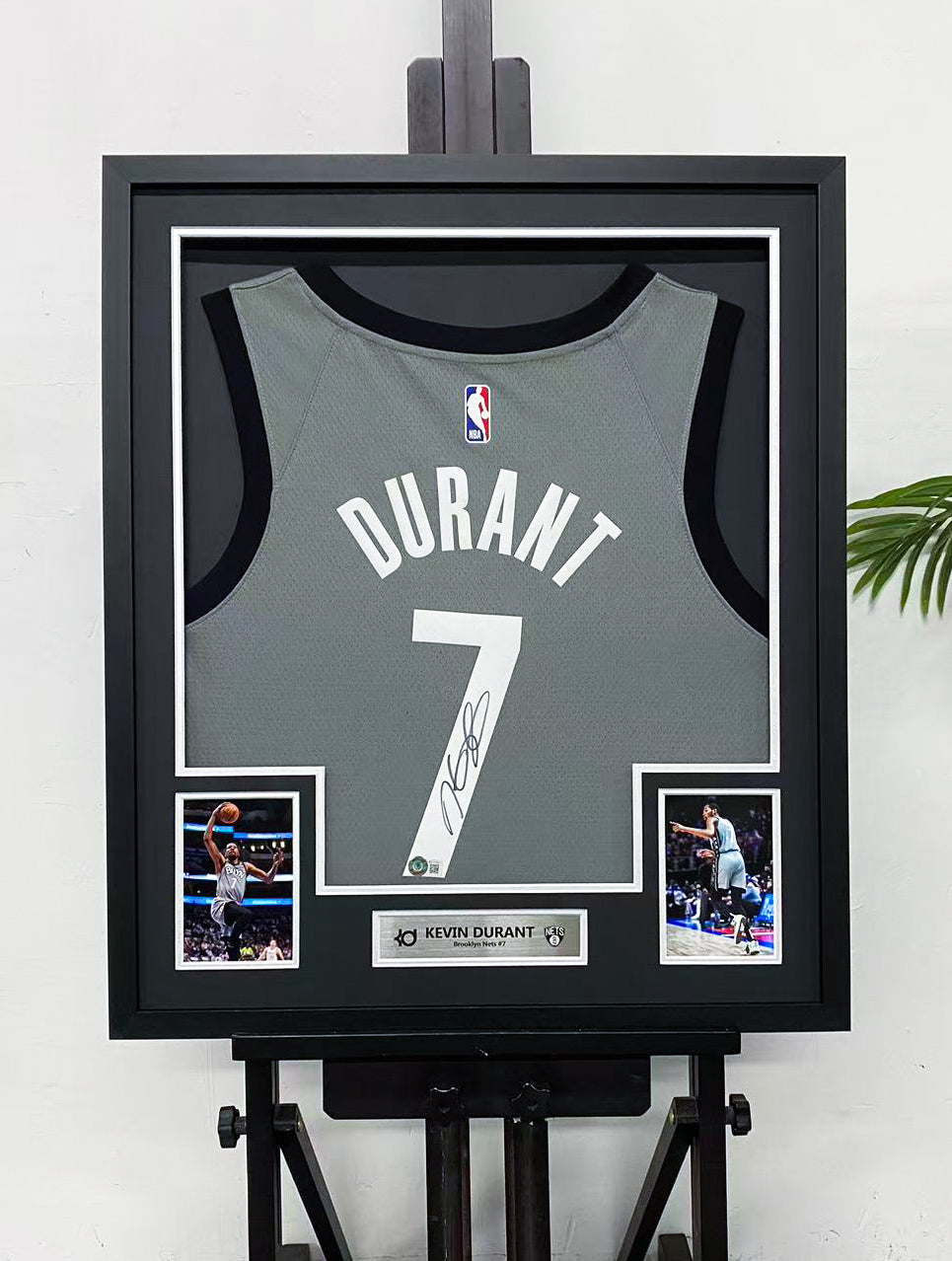 Kevin Durant Brooklyn Nets 7 Signed Gray Jersey Display Frame