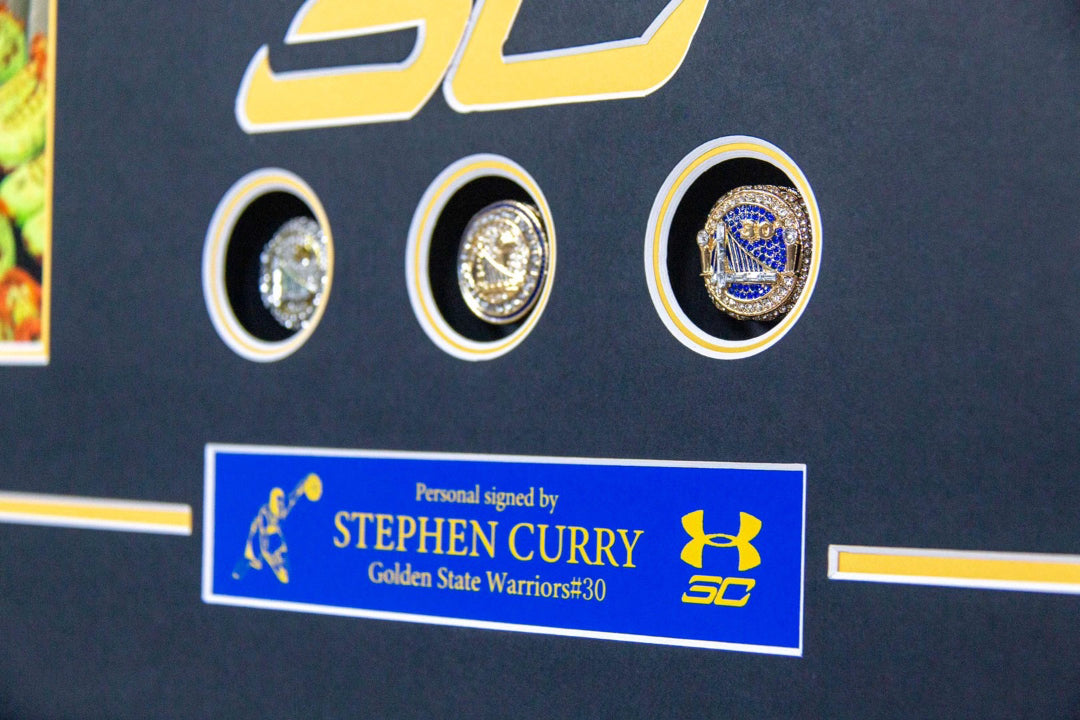 Golden State Warriors Stephen Curry Autographed Jersey with Personalized Custom Design Framed 00005