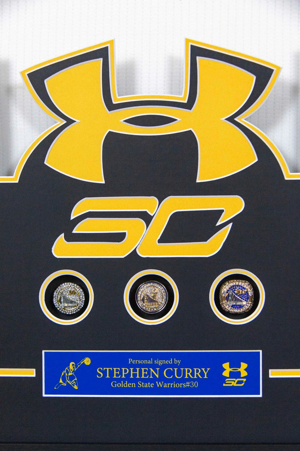 Golden State Warriors Stephen Curry Autographed Jersey with Personalized Custom Design Framed 00005
