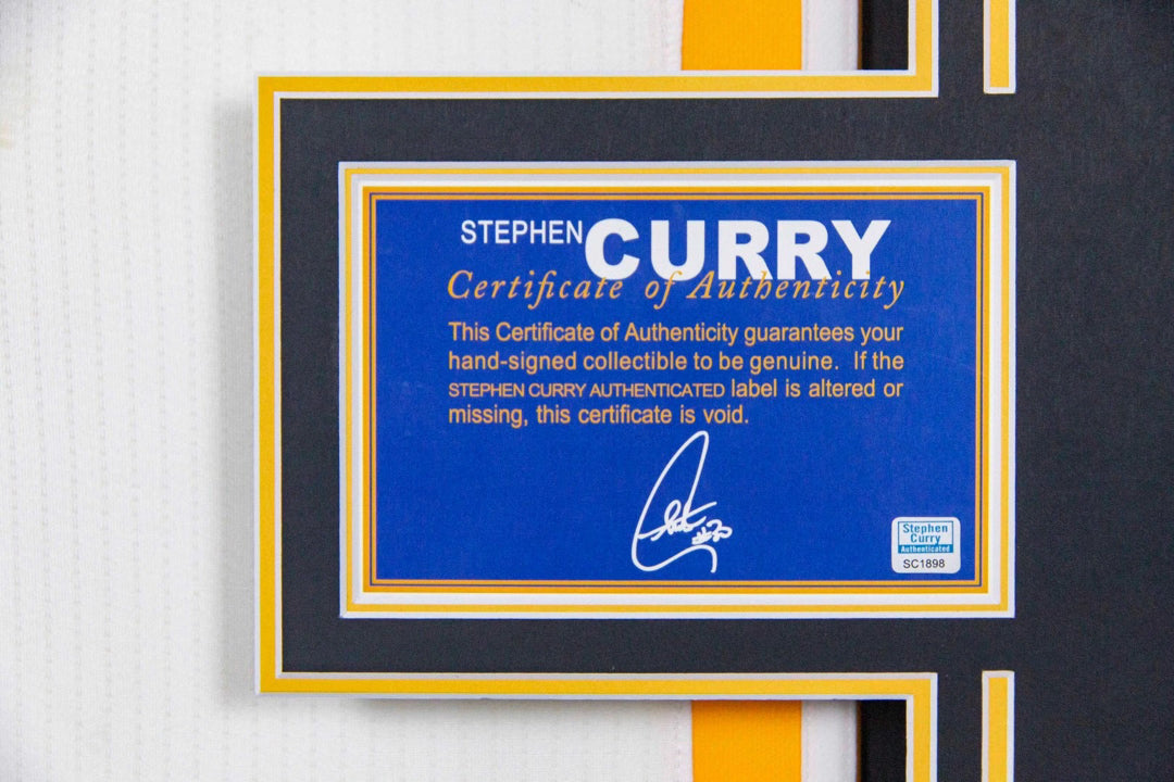 Golden State Warriors Stephen Curry Autographed Jersey with Personalized Custom Design Framed 00005