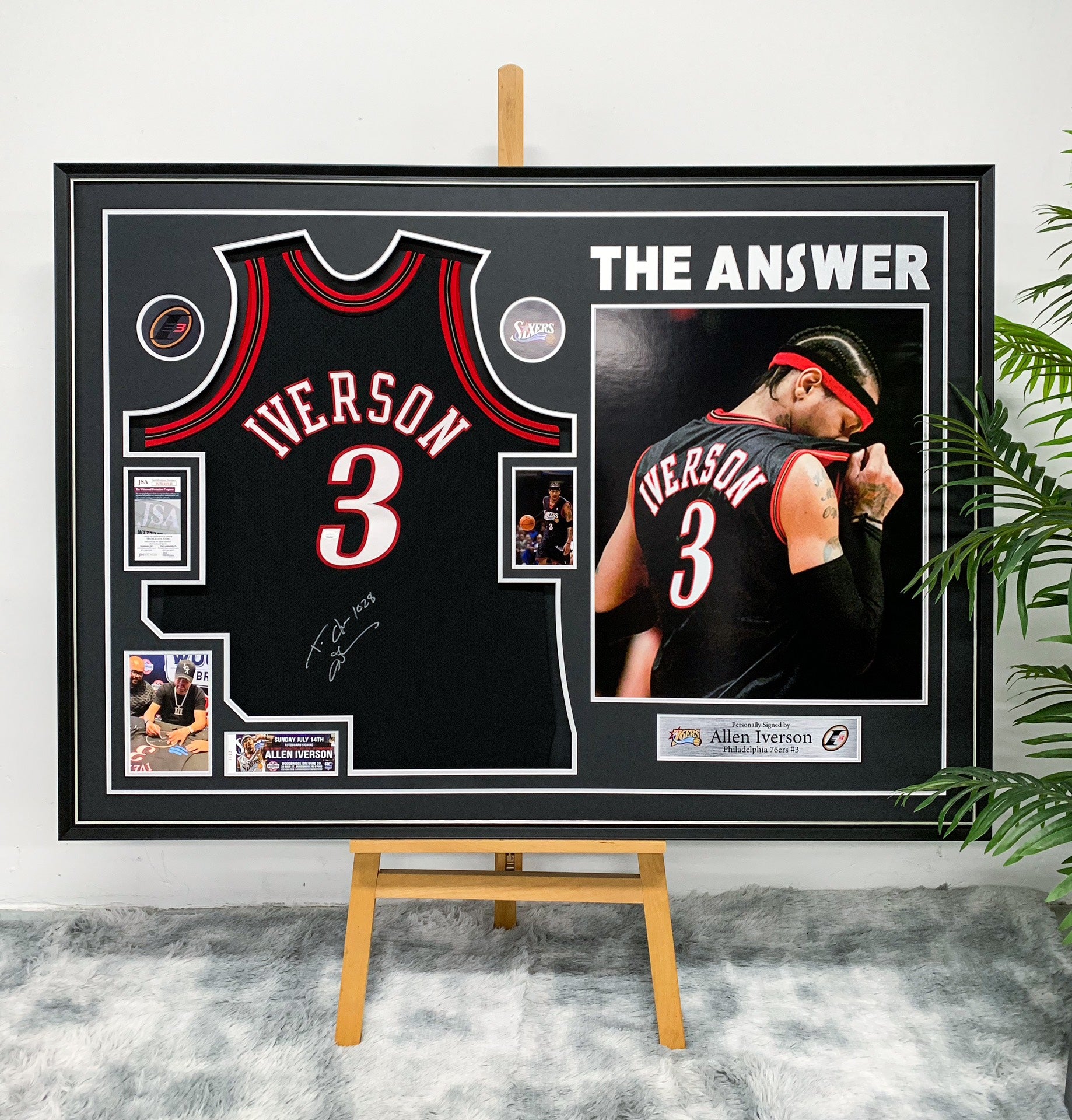 Philadelphia 76ers Allen Iverson Autographed Jersey with Personalized Custom Design Framed 00006
