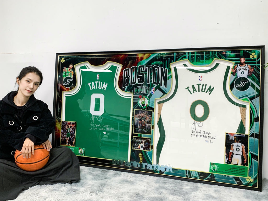 Boston Celtics Tatum Autographed Jersey with Personalized Custom Design Framed 00001