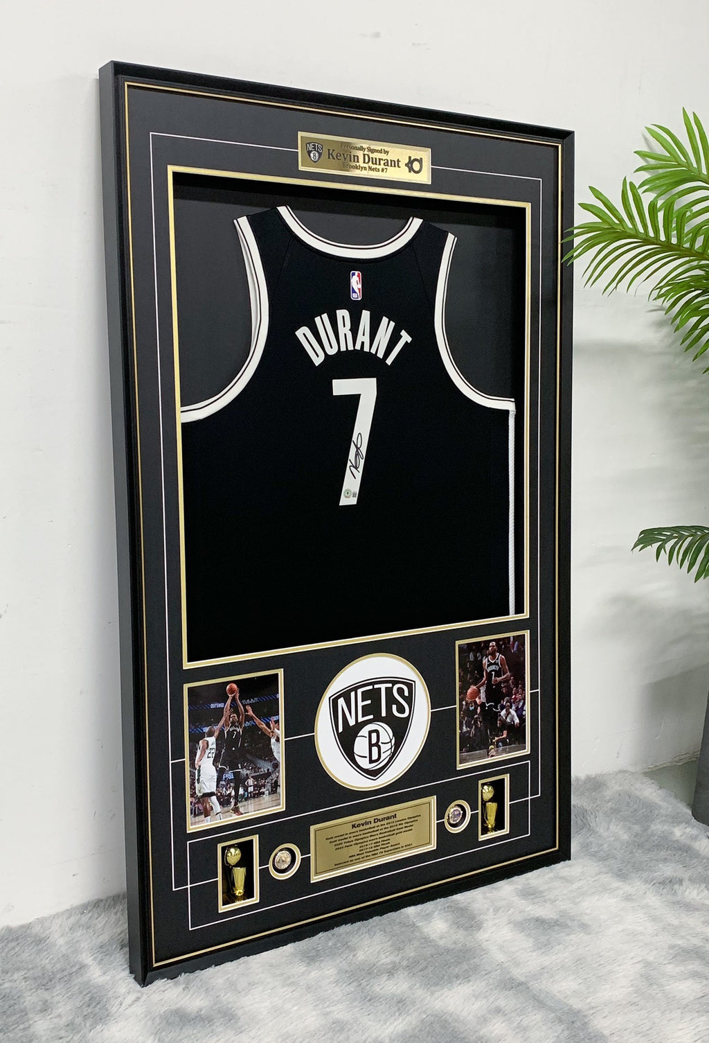 Brooklyn Nets Kevin Durant Autographed Jersey with Personalized Custom Design Framed 00007