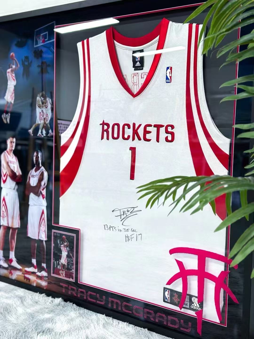 Tracy McGrady & Yao Ming Houston Rockets Autographed Custom Framed Jersey
