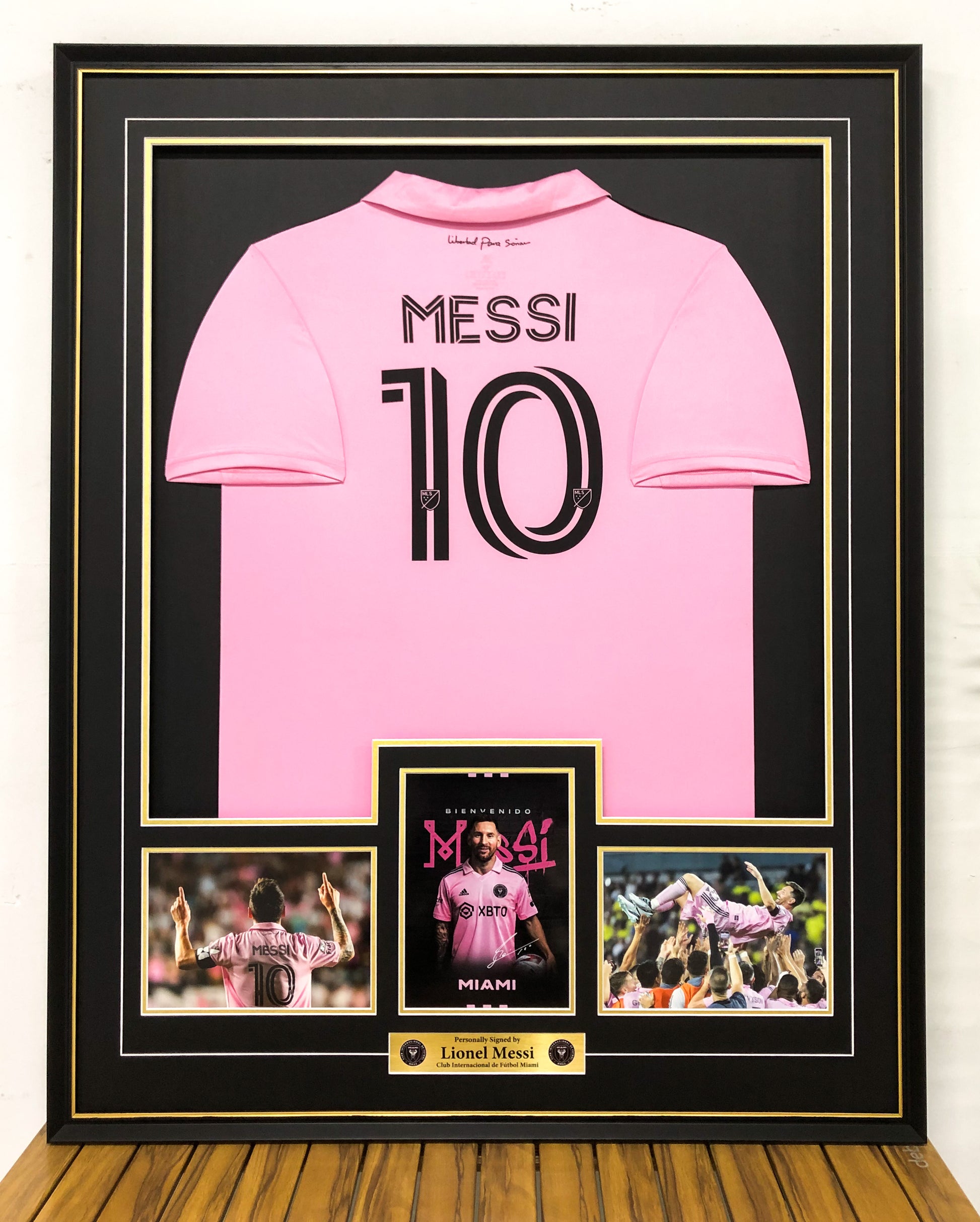 Lionel Messi, Inter Miami, Autographed Jersey with Personalized Custom Design Framed
