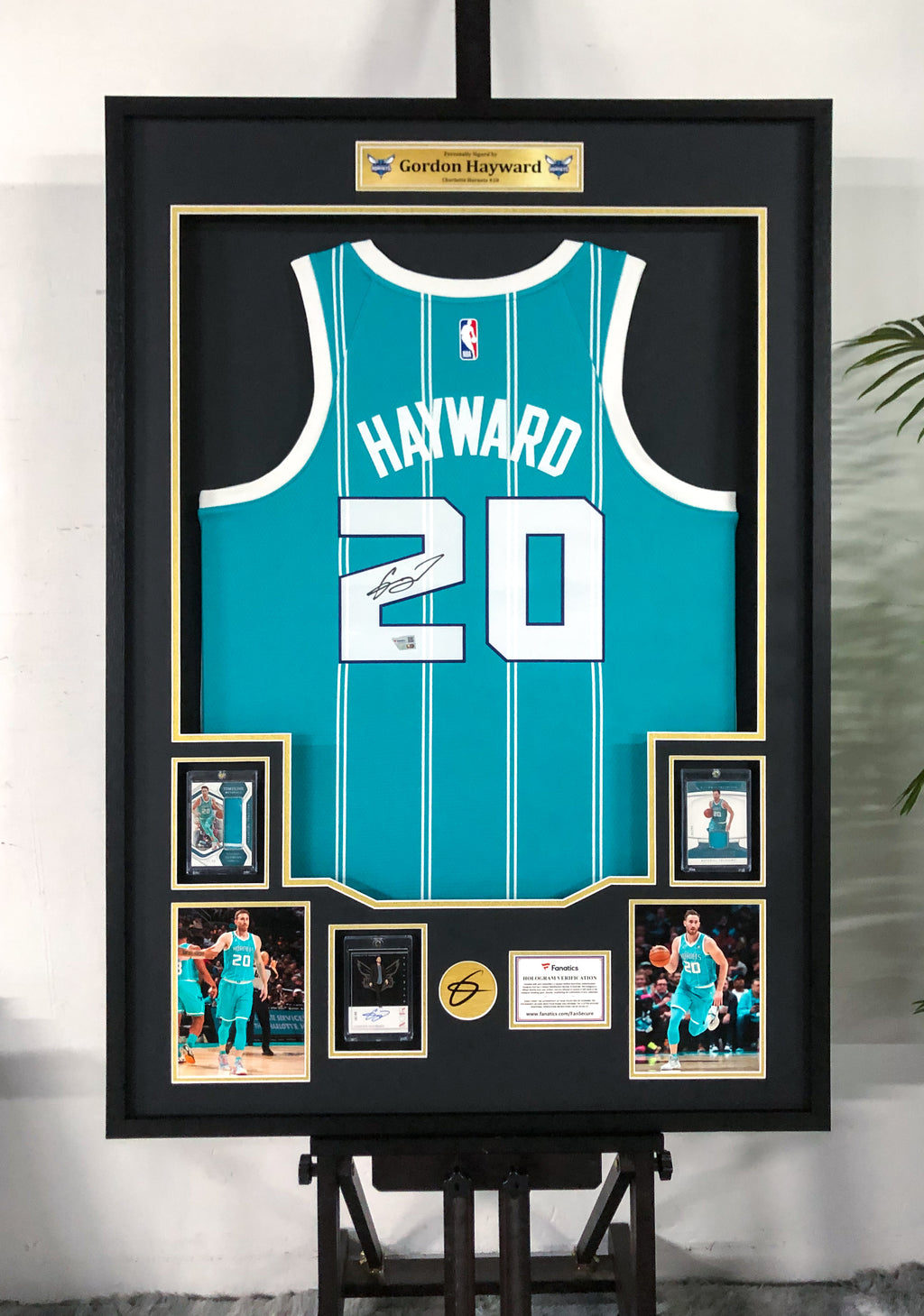 Gordon Hayward Charlotte Hornets Autographed Custom Framed Jersey