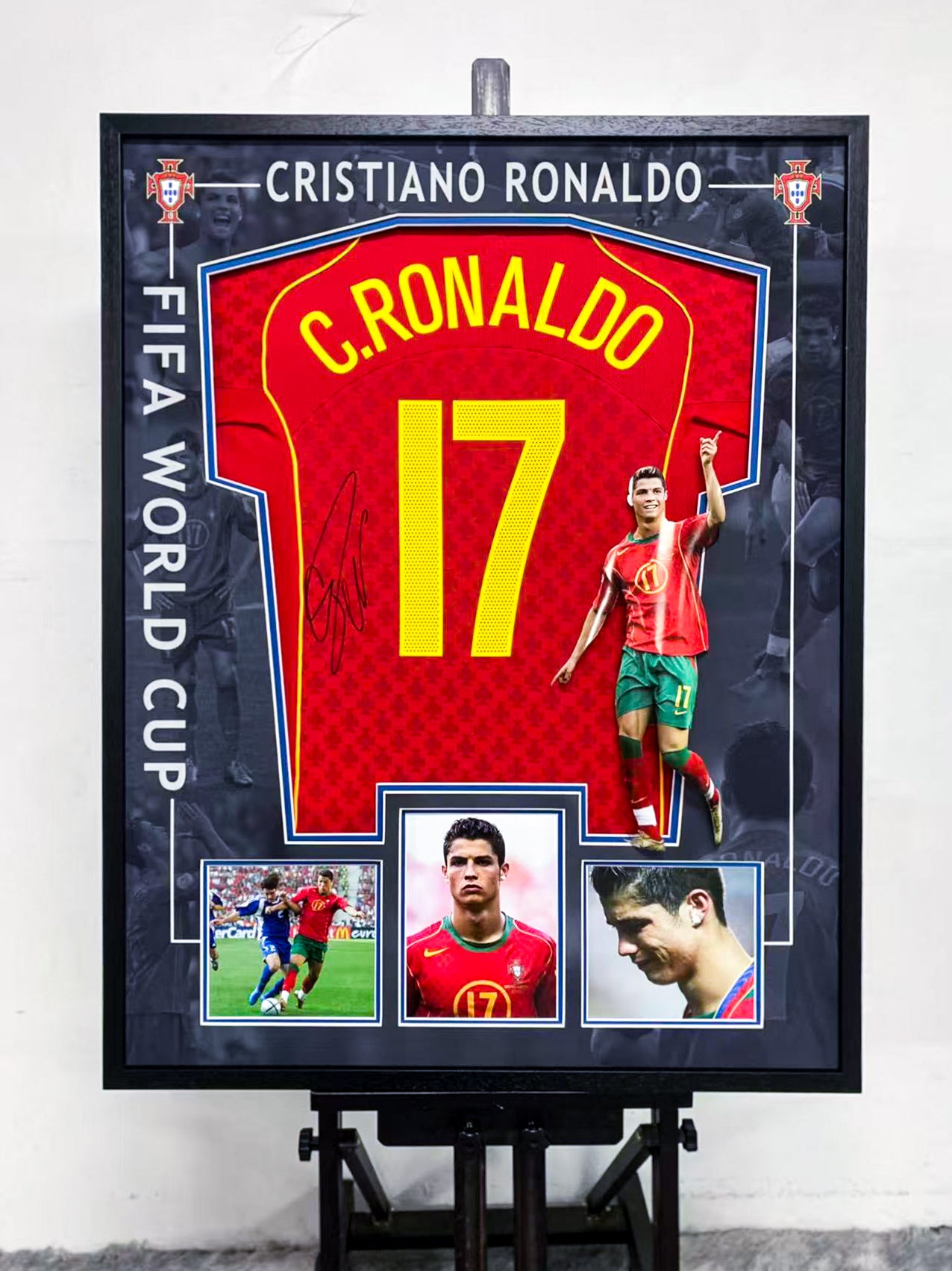 Cristiano Ronaldo Portugal National Team Signed Jersey Framed