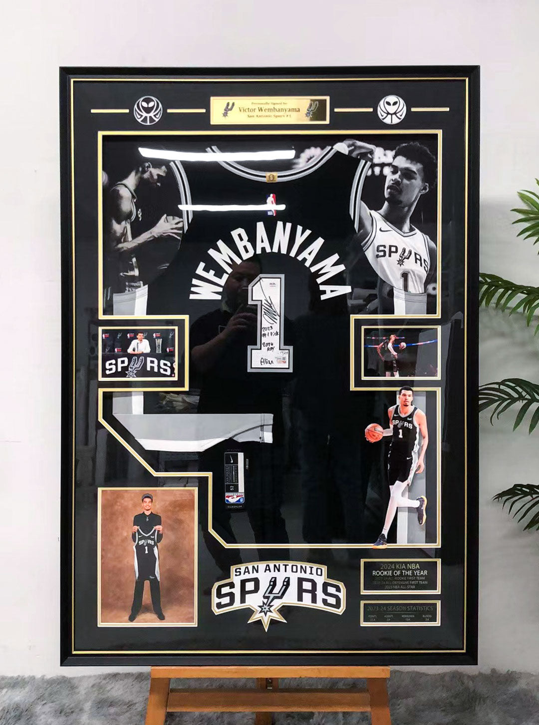 Wembanyama San Antonio Spurs Autographed Custom Framed Jersey
