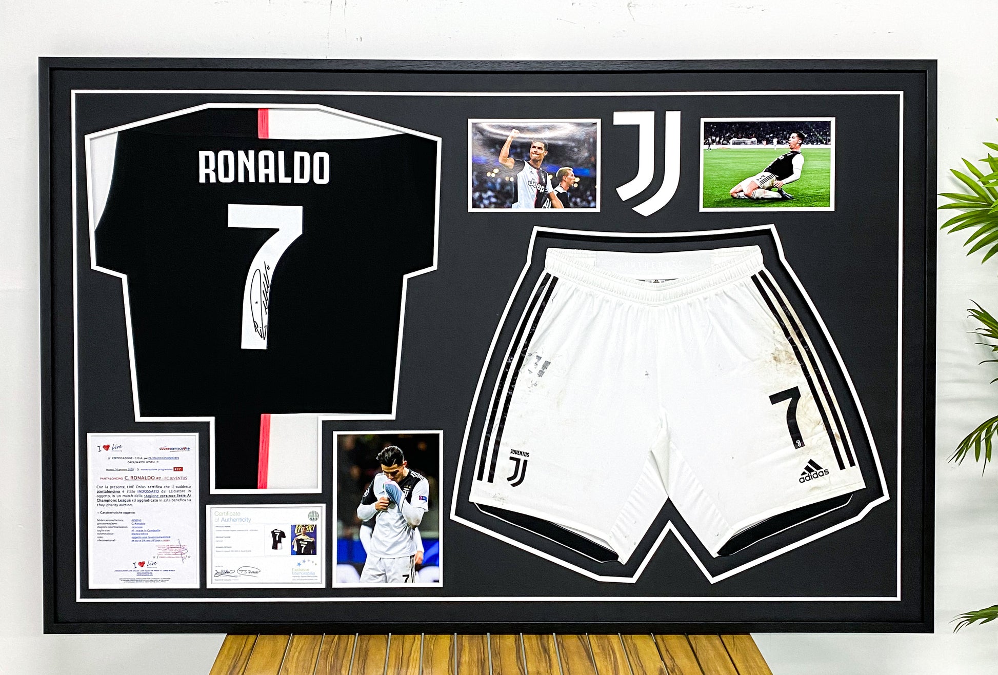 Juventus F.C. Cristiano Ronaldo Autographed Jersey with Personalized Custom Design Framed 00001