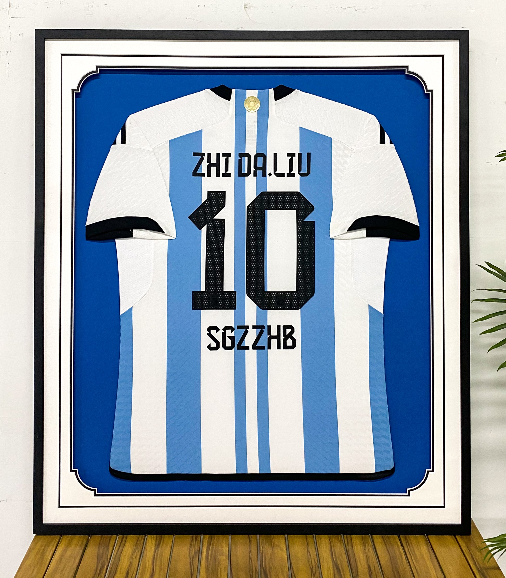 Argentina Autographed Jersey with Personalized Custom Design Framed 000012