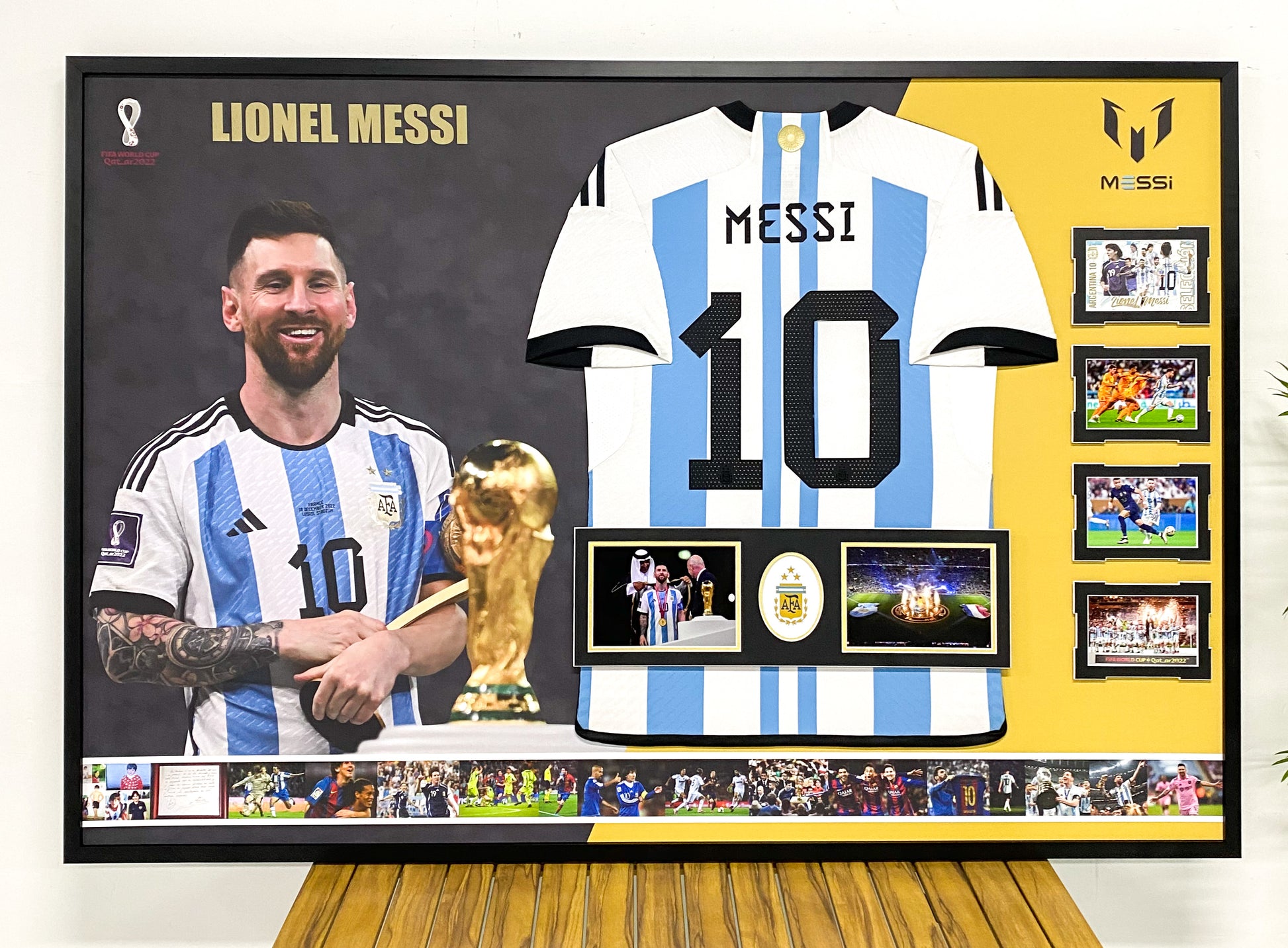 Argentina Lionel Messi  Autographed Jersey with Personalized Custom Design Framed 000013