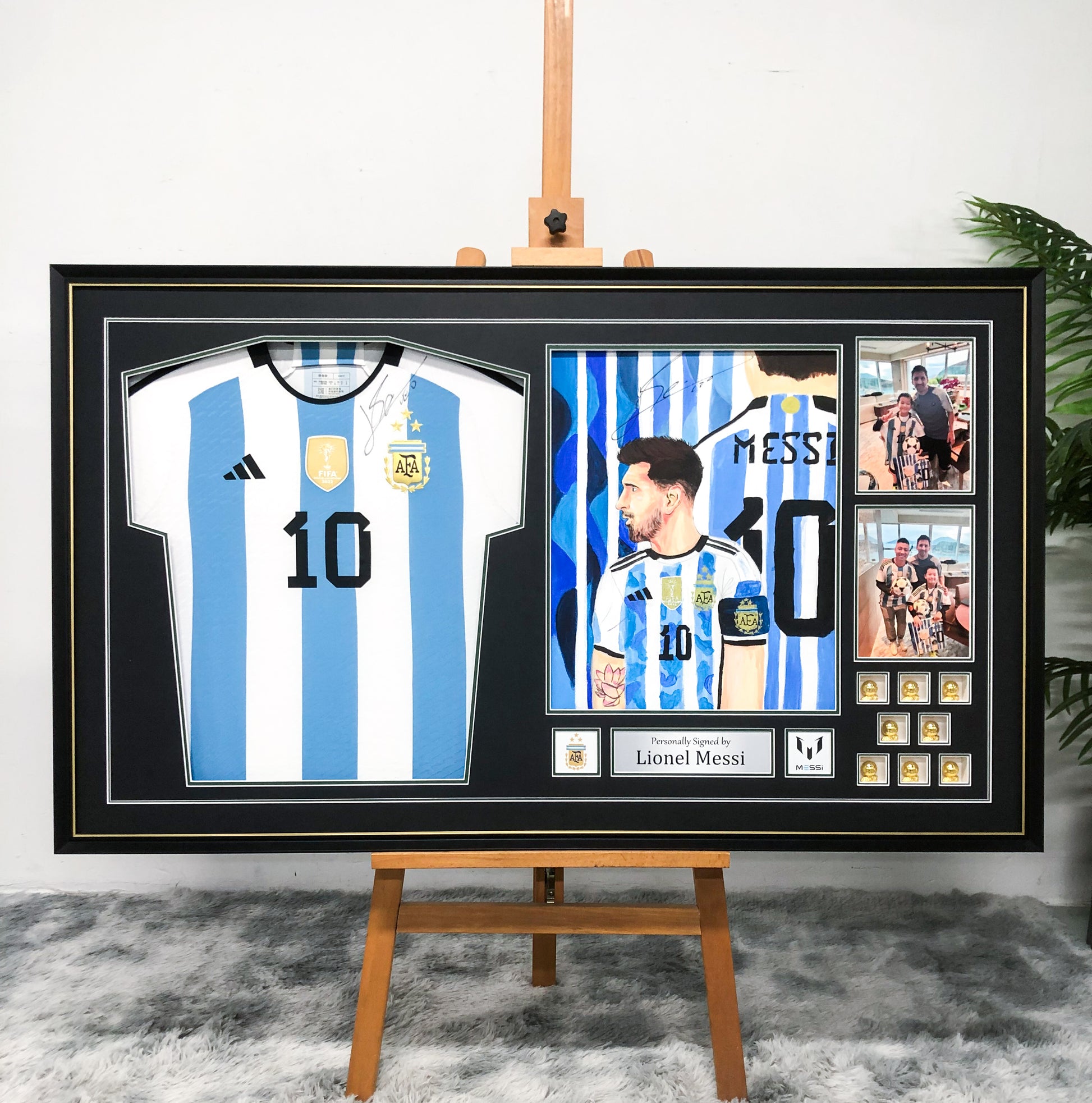 Argentina Lionel Messi  Autographed Jersey with Personalized Custom Design Framed 000018