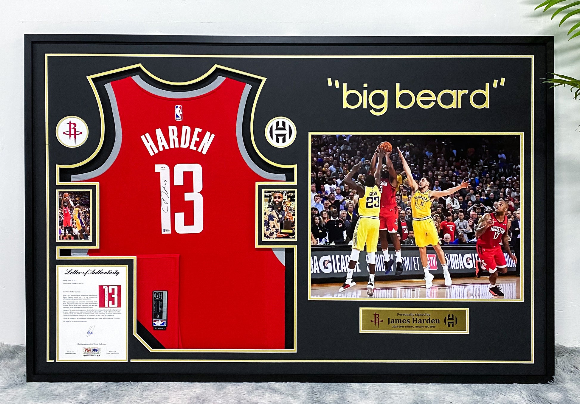 Houston Rockets James Harden Autographed Jersey with Personalized Custom Design Framed 000006