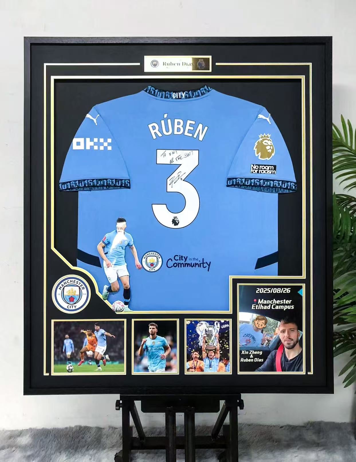 Rúben Dias Manchester City FC Framed Signed Jersey