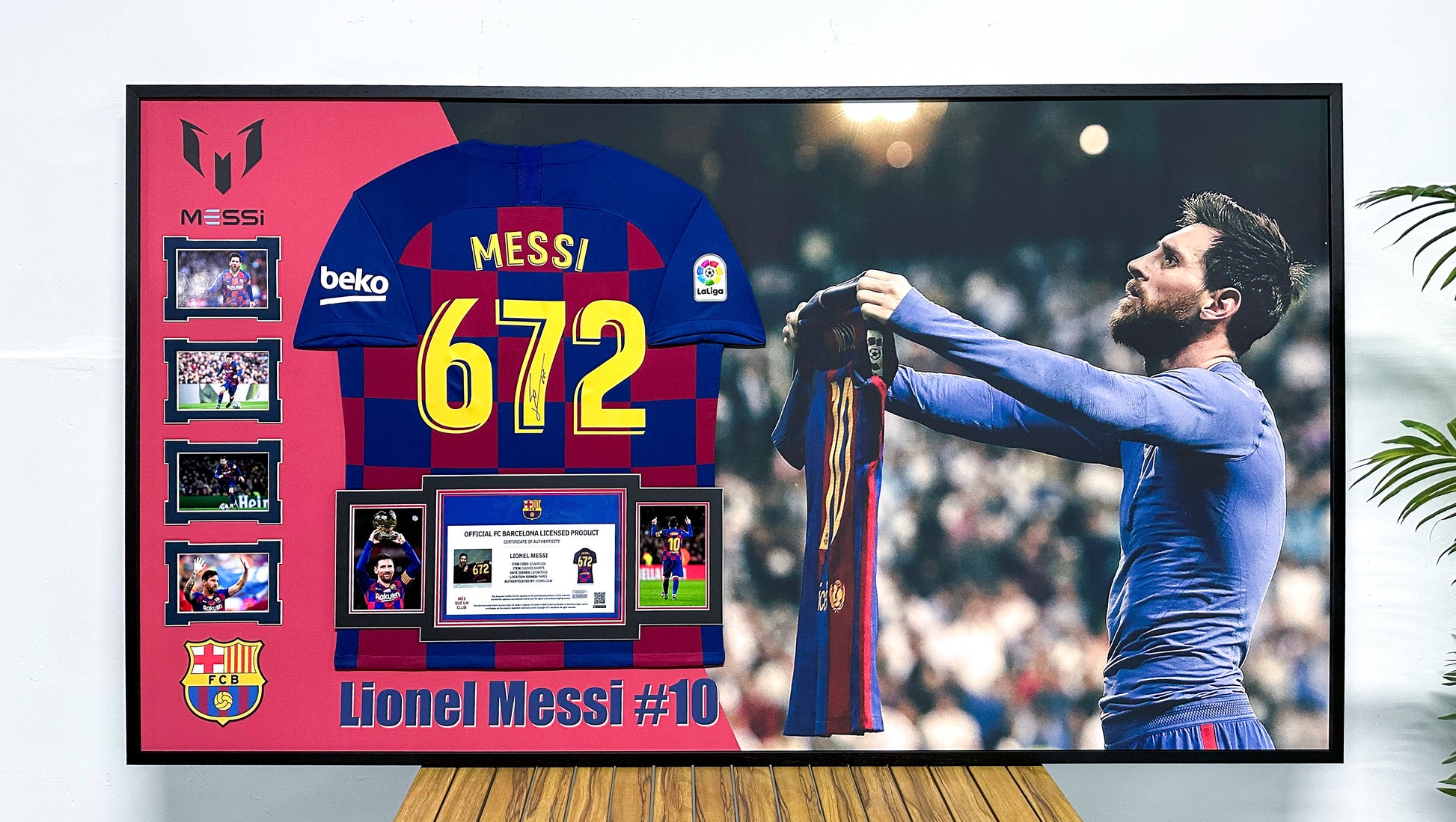 FC Barcelona  Lionel Messi  Autographed Jersey with Personalized Custom Design Framed 00004