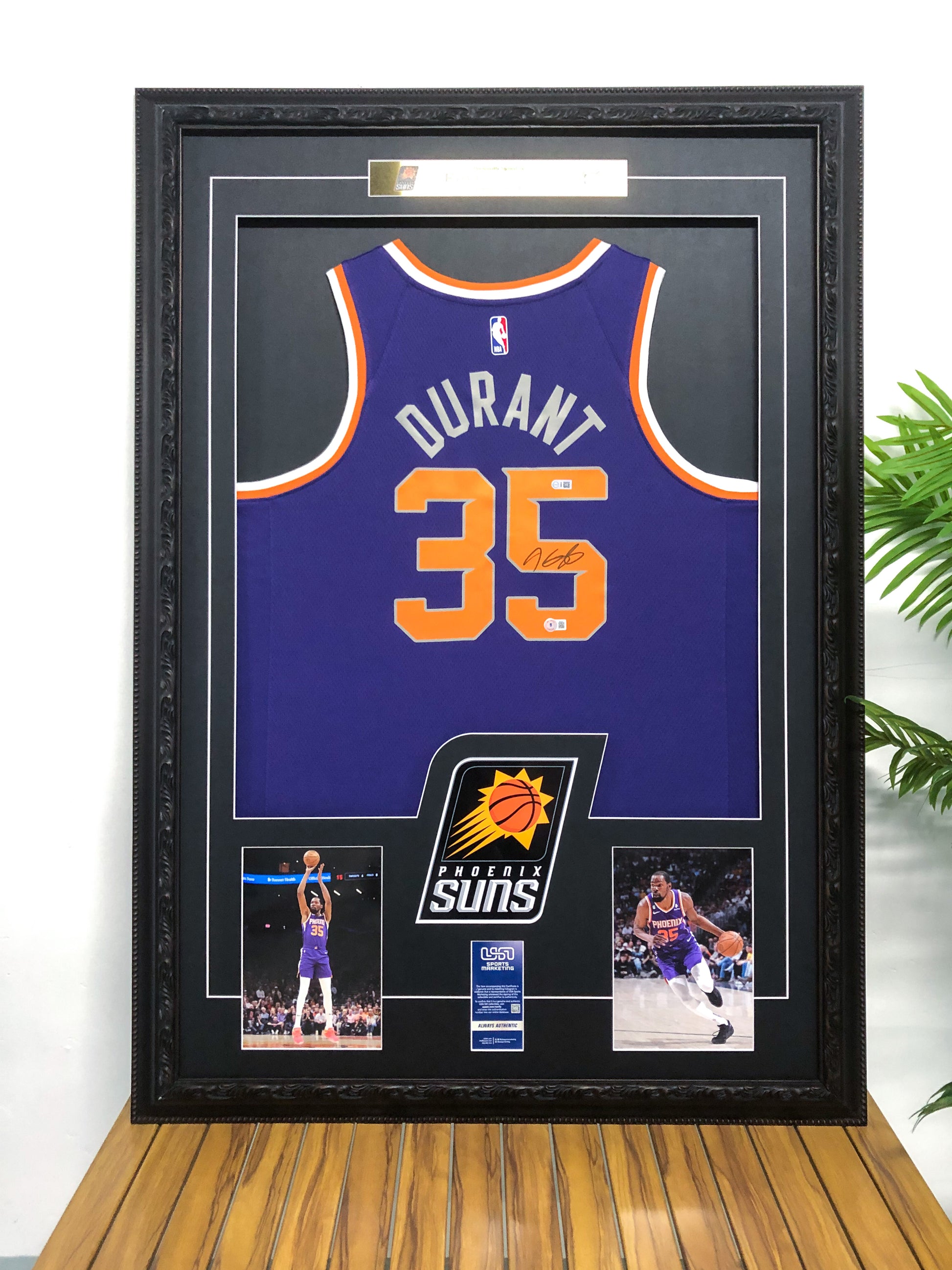 Phoenix Suns Kevin Durant Autographed Jersey with Standard Design Framed00002