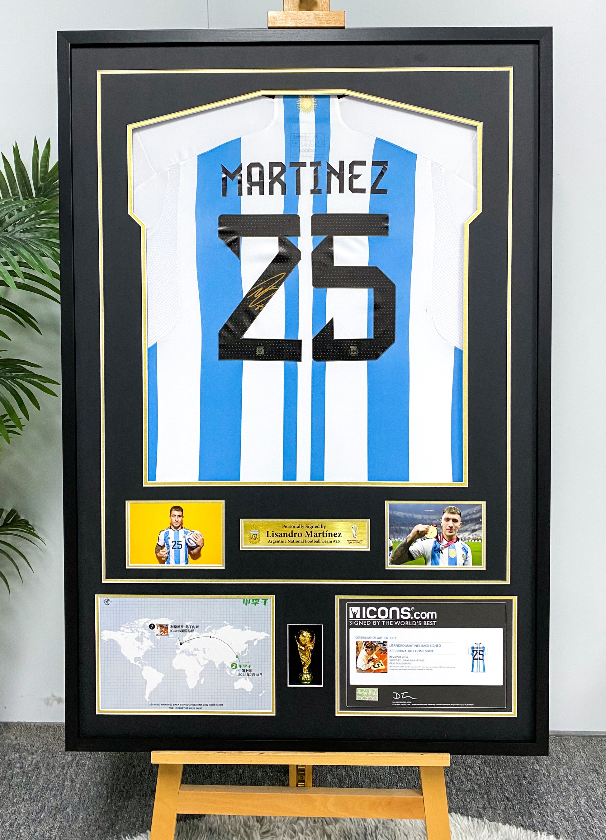 Argentina Lautaro Martínez  Autographed Jersey with Personalized Custom Design Framed 00005