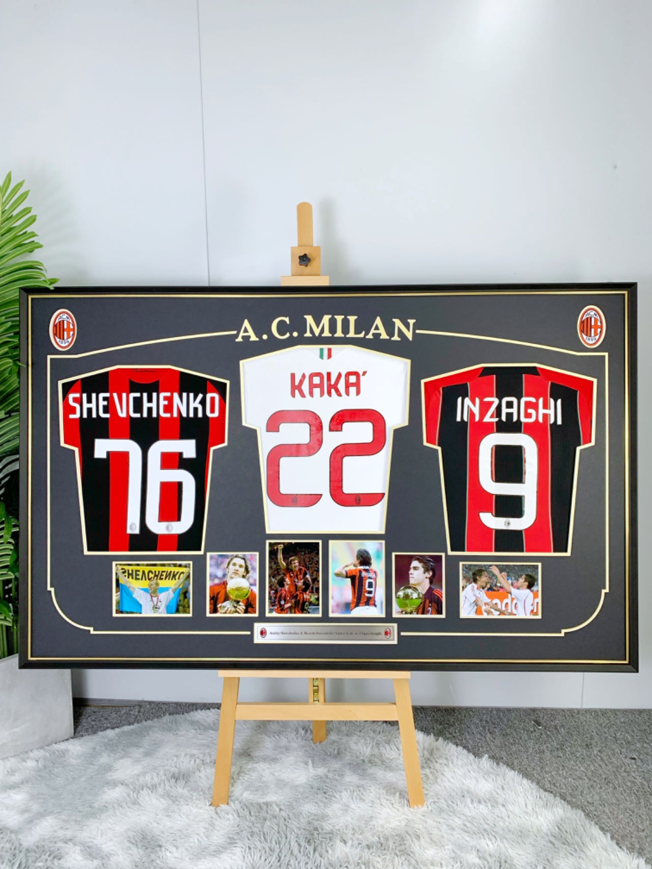Shevchenko Kaka Inzaghi AC Milan Jersey – Autographed Custom Framing