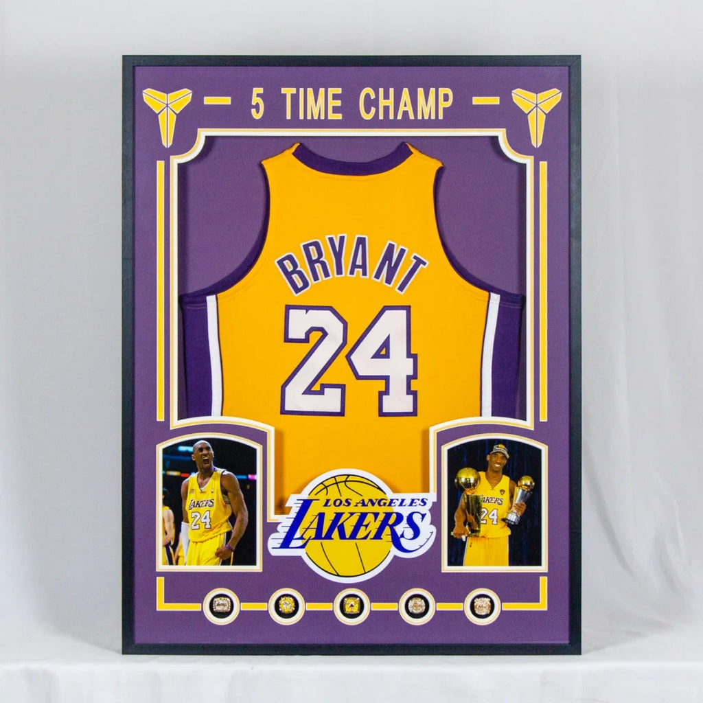 Los Angeles Lakers Kobe Bryant Autographed Jersey with Personalized Custom Design Framed 000038