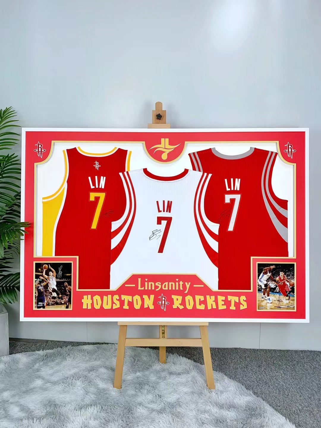 Jeremy Lin Houston Rockets Autographed Framed Jersey