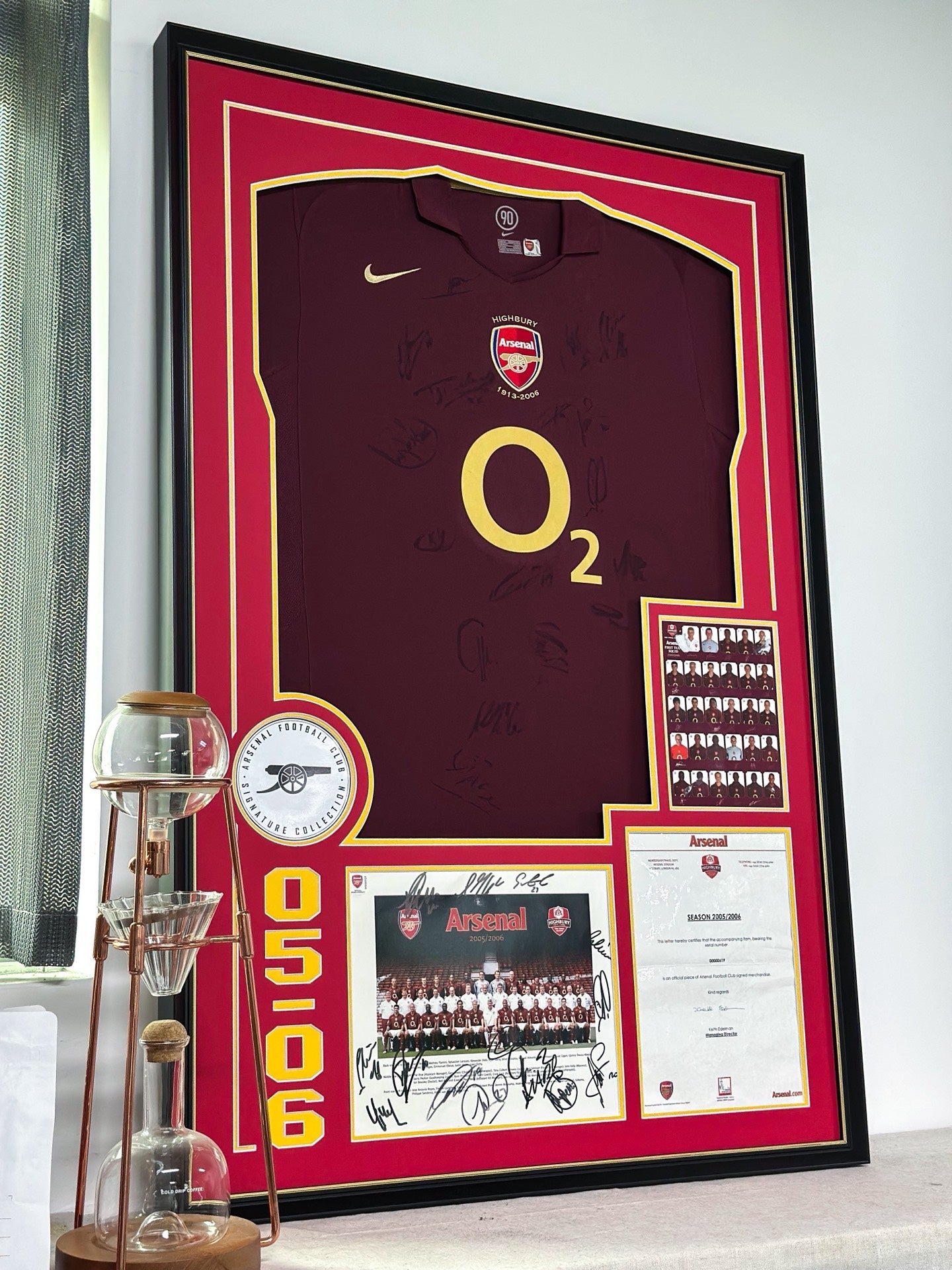 Arsenal Football Club Autographed Jersey Custom Framed