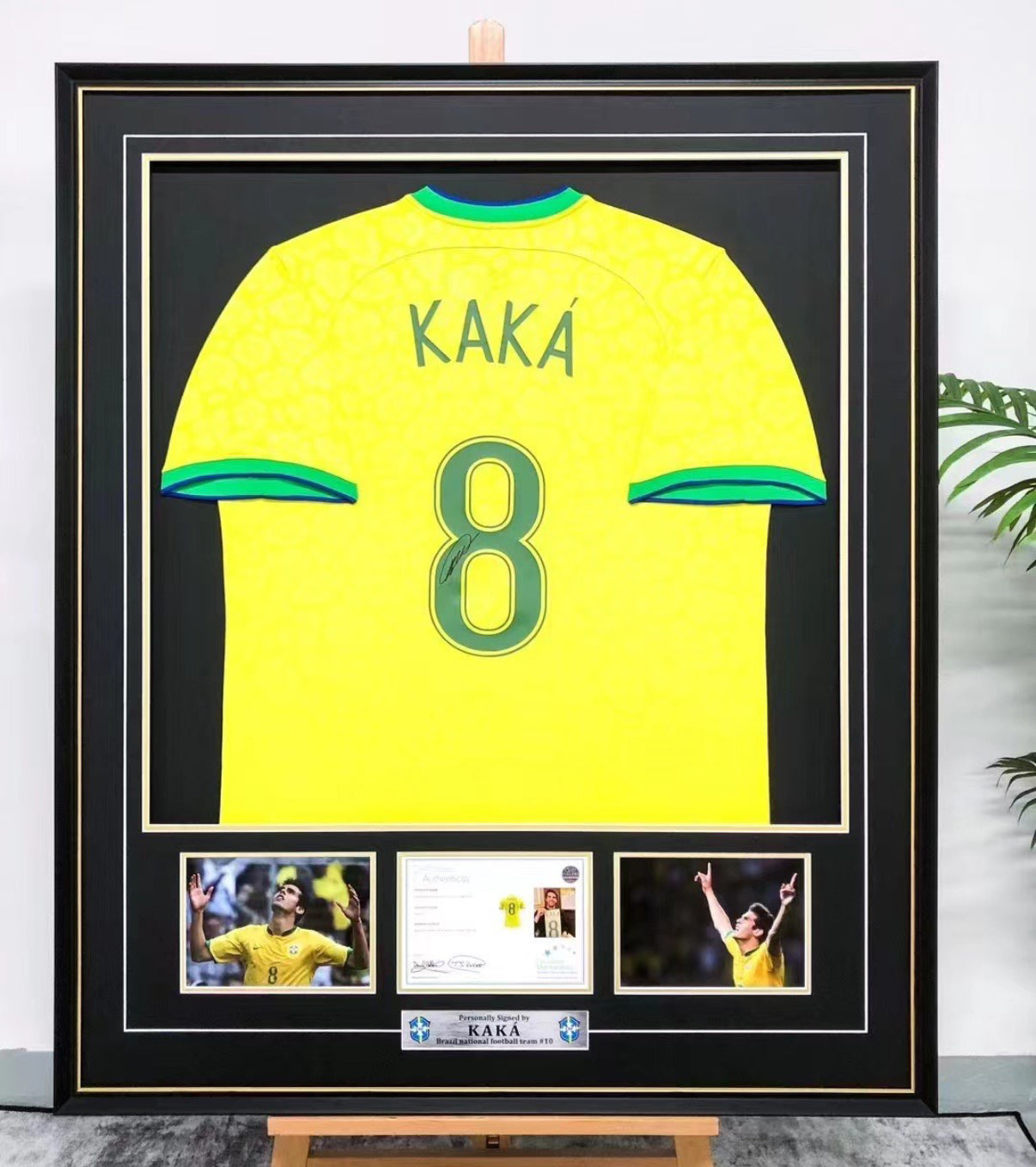 Kaka Brazil National Team Autographed Jersey Framed