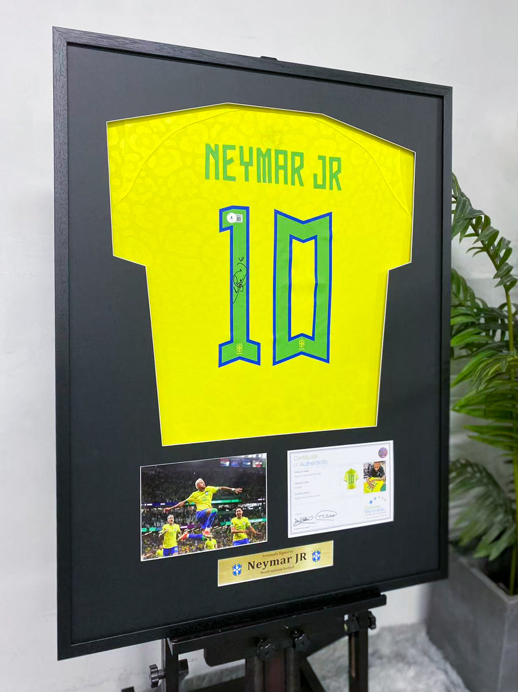 Neymar Jr Brazil Home Autographed Jersey Framing